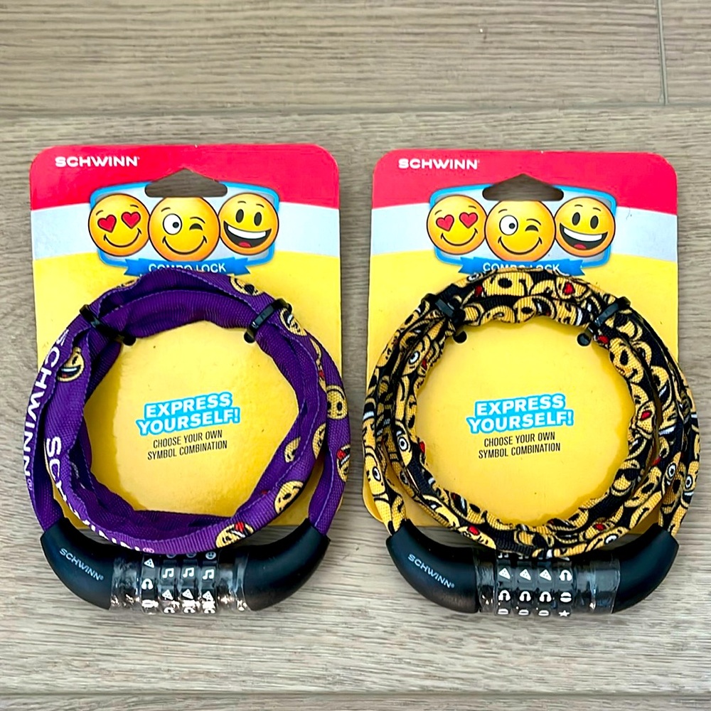 ❤️NEW!!❤️Schwinn Emoticon Fabric Cable Lock. $14 each.